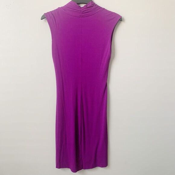 Three Dots Purple Twist Front Jersey Dress Size Small - Picture 9 of 9